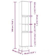 Badschrank Räuchereiche 30x30x190 cm Holzwerkstoff