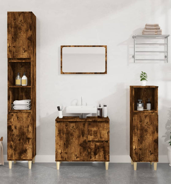 Badschrank Räuchereiche 30x30x190 cm Holzwerkstoff