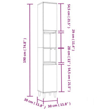 Badschrank Grau Sonoma 30x30x190 cm Holzwerkstoff