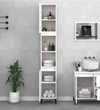 Badschrank Weiß 30x30x190 cm Holzwerkstoff