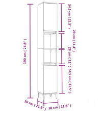Badschrank Weiß 30x30x190 cm Holzwerkstoff