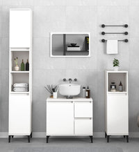 Badschrank Weiß 30x30x190 cm Holzwerkstoff