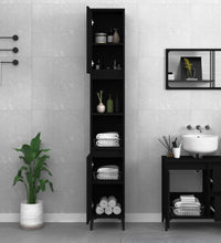 Badschrank Schwarz 30x30x190 cm Holzwerkstoff