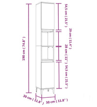 Badschrank Räuchereiche 30x30x190 cm Holzwerkstoff