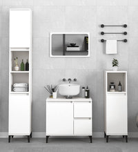 Badschrank Weiß 30x30x100 cm Holzwerkstoff