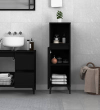 Badschrank Schwarz 30x30x100 cm Holzwerkstoff