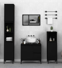 Badschrank Schwarz 30x30x100 cm Holzwerkstoff