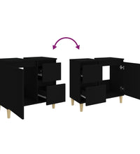 Badschrank Schwarz 65x33x60 cm Holzwerkstoff