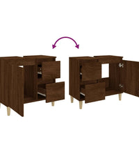 Badschrank Braun Eichen-Optik 65x33x60 cm Holzwerkstoff