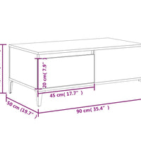Couchtisch Braun Eichen-Optik 90x50x36,5 cm Holzwerkstoff
