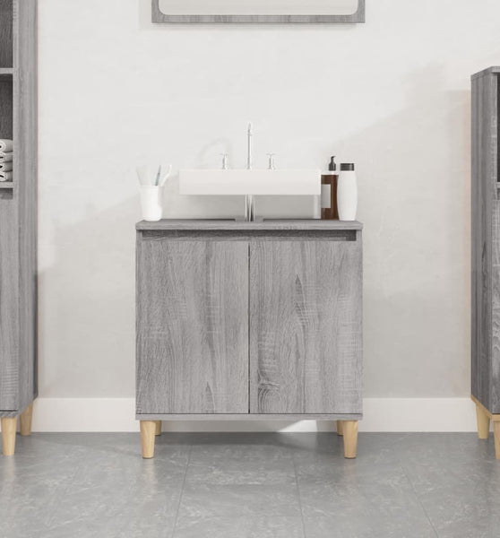 Waschbeckenunterschrank Grau Sonoma 58x33x60 cm Holzwerkstoff