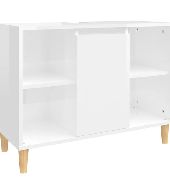 Waschbeckenunterschrank Hochglanz-Weiß 80x33x60cm Holzwerkstoff