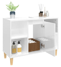 Waschbeckenunterschrank Hochglanz-Weiß 80x33x60cm Holzwerkstoff