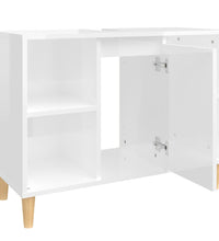 Waschbeckenunterschrank Hochglanz-Weiß 80x33x60cm Holzwerkstoff