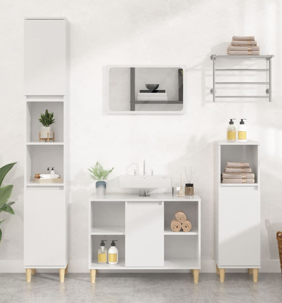 Waschbeckenunterschrank Hochglanz-Weiß 80x33x60cm Holzwerkstoff