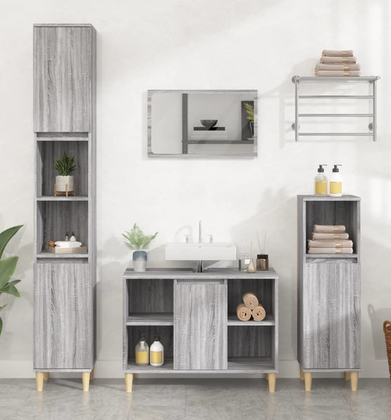 Waschbeckenunterschrank Grau Sonoma 80x33x60 cm Holzwerkstoff