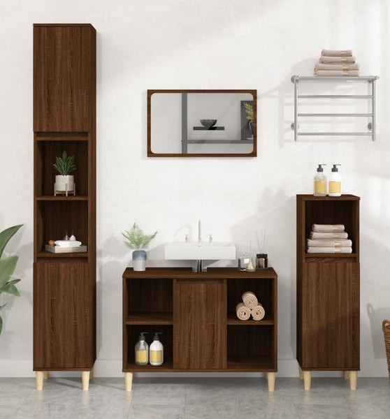 Waschbeckenunterschrank Braun Eichen-Optik 80x33x60 cm
