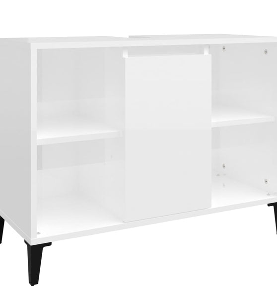 Waschbeckenunterschrank Hochglanz-Weiß 80x33x60cm Holzwerkstoff