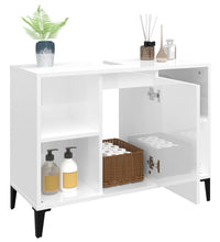 Waschbeckenunterschrank Hochglanz-Weiß 80x33x60cm Holzwerkstoff
