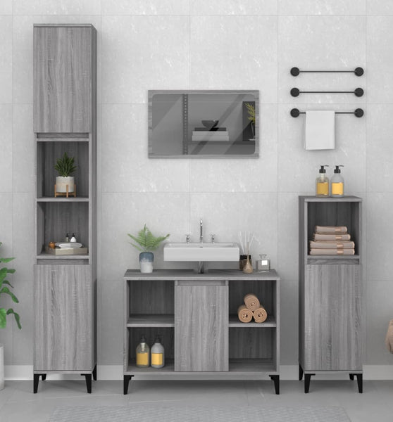 Waschbeckenunterschrank Grau Sonoma 80x33x60 cm Holzwerkstoff
