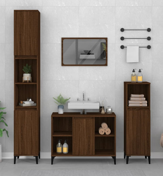 Waschbeckenunterschrank Braun Eichen-Optik 80x33x60 cm
