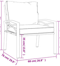 Gartenstuhl mit Grauen Kissen 68x76x79 cm Stahl