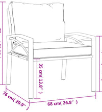 Gartenstühle mit Grauen Kissen 2 Stk. 68x76x79 cm Stahl