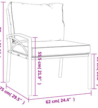 Gartenstühle mit Grauen Kissen 2 Stk. 62x75x79 cm Stahl