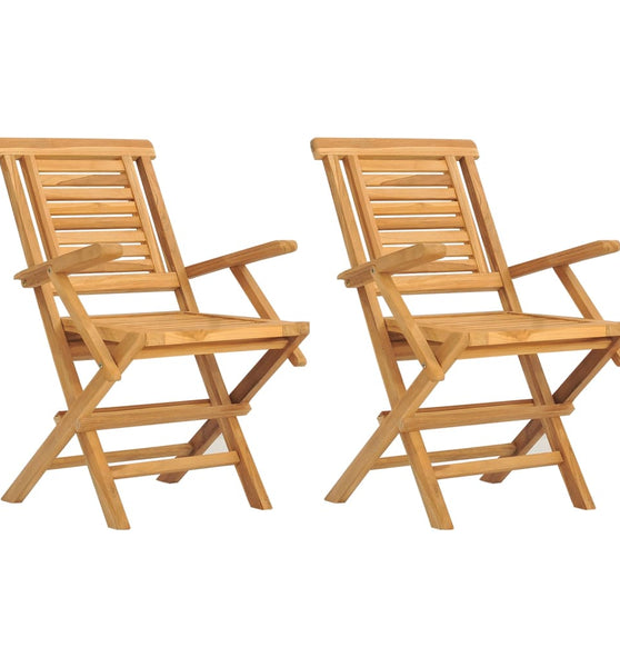 Gartenstühle 2 Stk. Klappbar 56x63x90 cm Massivholz Teak