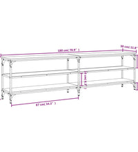 TV-Schrank Grau Sonoma 180x30x50 cm Holzwerkstoff und Metall