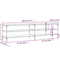 TV-Schrank Sonoma-Eiche 200x30x50 cm Holzwerkstoff und Metall