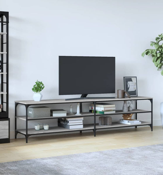 TV-Schrank Grau Sonoma 200x30x50 cm Holzwerkstoff und Metall