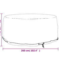 Gartenmöbel-Abdeckung 10 Ösen Ø260x90 cm Rund