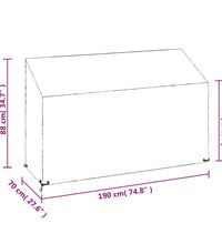 Abdeckung für Gartenbank 8 Ösen 190x70x70/88 cm Polyethylen