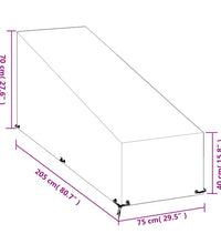 Abdeckung für Sonnenliege 12 Ösen 205x75x40/70 cm Polyethylen