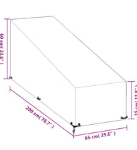 Abdeckung für Sonnenliege 12 Ösen 200x65x35/60 cm Polyethylen