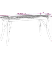 Gartentisch 200x90x75 cm Massivholz Akazie