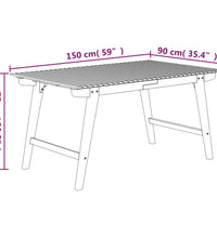 Gartentisch 150x90x75 cm Massivholz Akazie