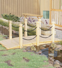 Gartenbrücke mit Kettengeländer 150x67x56 cm Massivholz Fichte