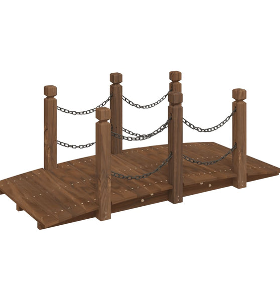 Gartenbrücke mit Kettengeländer 150x67x56 cm Massivholz Fichte