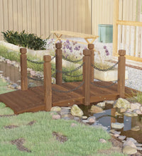 Gartenbrücke mit Kettengeländer 150x67x56 cm Massivholz Fichte