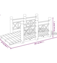 Gartenbrücke mit Geländer 150x67x56 cm Massivholz Fichte