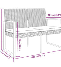 Gartenbank 2-Sitzer mit Kissen Schwarz PP-Rattan