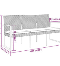 Gartenbank 3-Sitzer mit Kissen Braun PP-Rattan