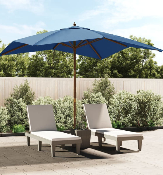 Sonnenschirm mit Holzmast Azurblau 300x300x273 cm