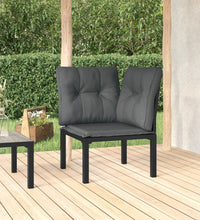 Garten-Eckstuhl mit Kissen Schwarz und Grau Poly Rattan