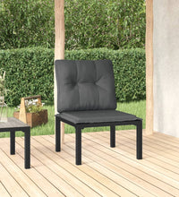 Gartenstuhl mit Kissen Schwarz und Grau Poly Rattan