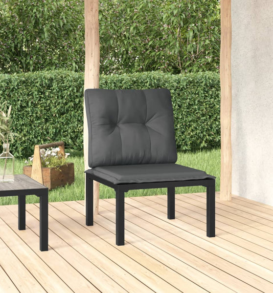 Gartenstuhl mit Kissen Schwarz und Grau Poly Rattan