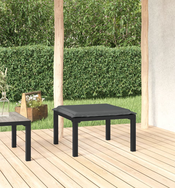 Gartenhocker mit Kissen Schwarz und Grau Poly Rattan