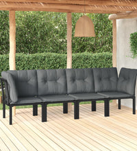 4-tlg. Garten-Lounge-Set Schwarz und Grau Poly Rattan